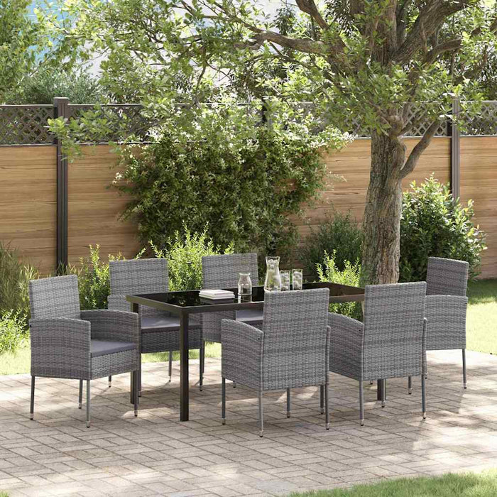 Set de masă pentru grădină cu pernă 7 pcs Gri poliratan WALTI