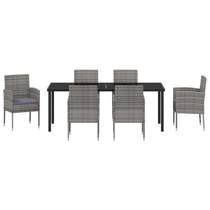 Set de masă pentru grădină cu pernă 7 pcs Gri poliratan WALTI