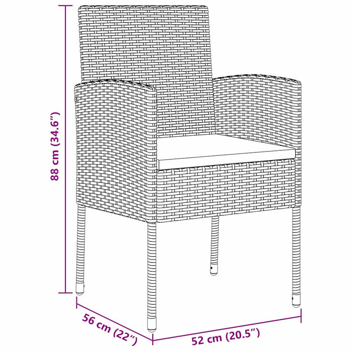 Set de masă pentru grădină cu pernă 7 pcs Gri poliratan WALTI