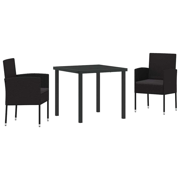 Set de masă pentru grădină cu pernă 3 pcs Negru poliratan - WALTI WALTI