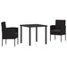 Set de masă pentru grădină cu pernă 3 pcs Negru poliratan - WALTI WALTI