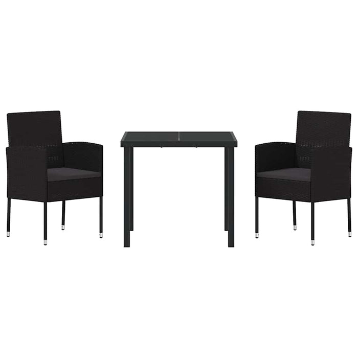 Set de masă pentru grădină cu pernă 3 pcs Negru poliratan - WALTI WALTI