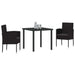 Set de masă pentru grădină cu pernă 3 pcs Negru poliratan - WALTI WALTI