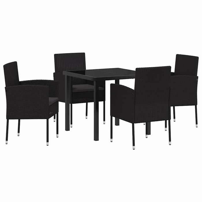 Set de masă pentru grădină cu pernă 5 pcs Negru poliratan - WALTI WALTI
