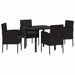 Set de masă pentru grădină cu pernă 5 pcs Negru poliratan - WALTI WALTI