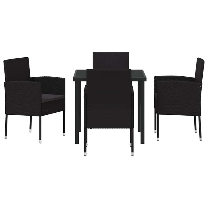 Set de masă pentru grădină cu pernă 5 pcs Negru poliratan - WALTI WALTI