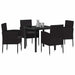 Set de masă pentru grădină cu pernă 5 pcs Negru poliratan - WALTI WALTI