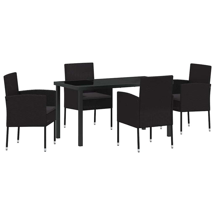 Set de masă pentru grădină cu pernă 5 pcs Negru poliratan - WALTI WALTI