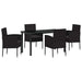 Set de masă pentru grădină cu pernă 5 pcs Negru poliratan - WALTI WALTI