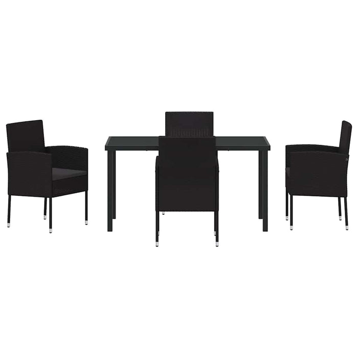Set de masă pentru grădină cu pernă 5 pcs Negru poliratan - WALTI WALTI