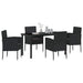Set de masă pentru grădină cu pernă 5 pcs Negru poliratan - WALTI WALTI
