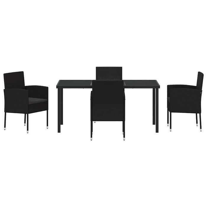 Set de masă pentru grădină cu pernă 5 pcs Negru poliratan - WALTI WALTI