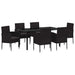 Set de masă pentru grădină cu pernă 7 pcs Negru poliratan - WALTI WALTI