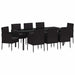 Set de masă pentru grădină cu pernă 9 pcs Negru poliratan - WALTI WALTI