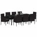 Set de masă pentru grădină cu pernă 9 pcs Negru poliratan - WALTI WALTI