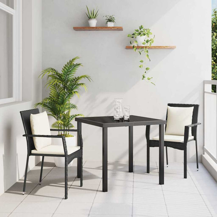 Set de masă pentru grădină cu pernă 3 pcs Negru Rattan poli - WALTI WALTI