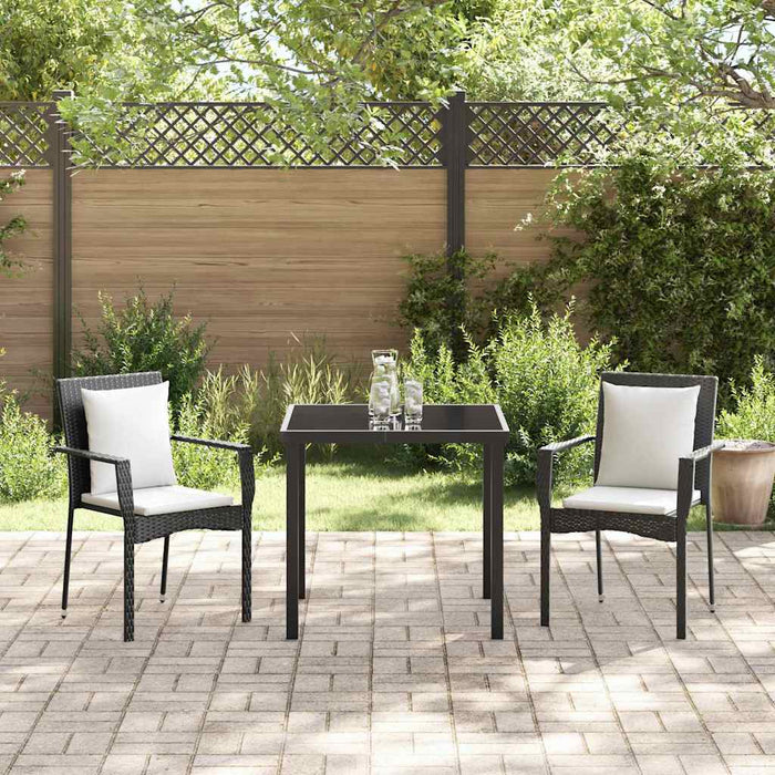 Set de masă pentru grădină cu pernă 3 pcs Negru Rattan poli - WALTI WALTI