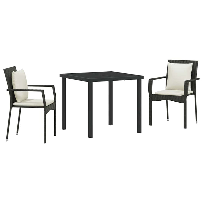 Set de masă pentru grădină cu pernă 3 pcs Negru Rattan poli - WALTI WALTI