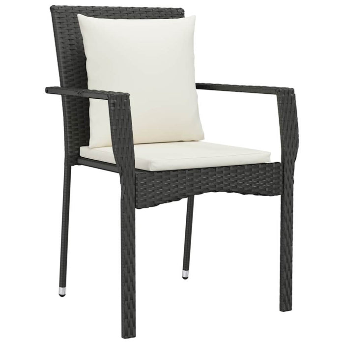 Set de masă pentru grădină cu pernă 3 pcs Negru Rattan poli - WALTI WALTI