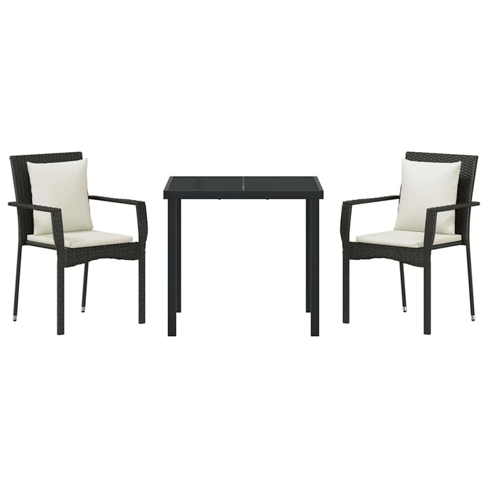Set de masă pentru grădină cu pernă 3 pcs Negru Rattan poli - WALTI WALTI