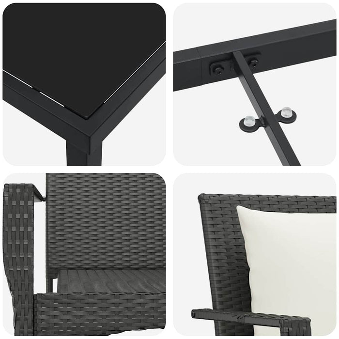 Set de masă pentru grădină cu pernă 5 pcs Negru Rattan poli - WALTI WALTI