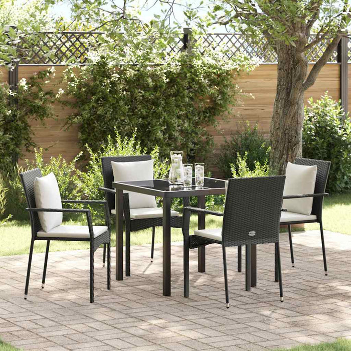 Set de masă pentru grădină cu pernă 5 pcs Negru Rattan poli - WALTI WALTI