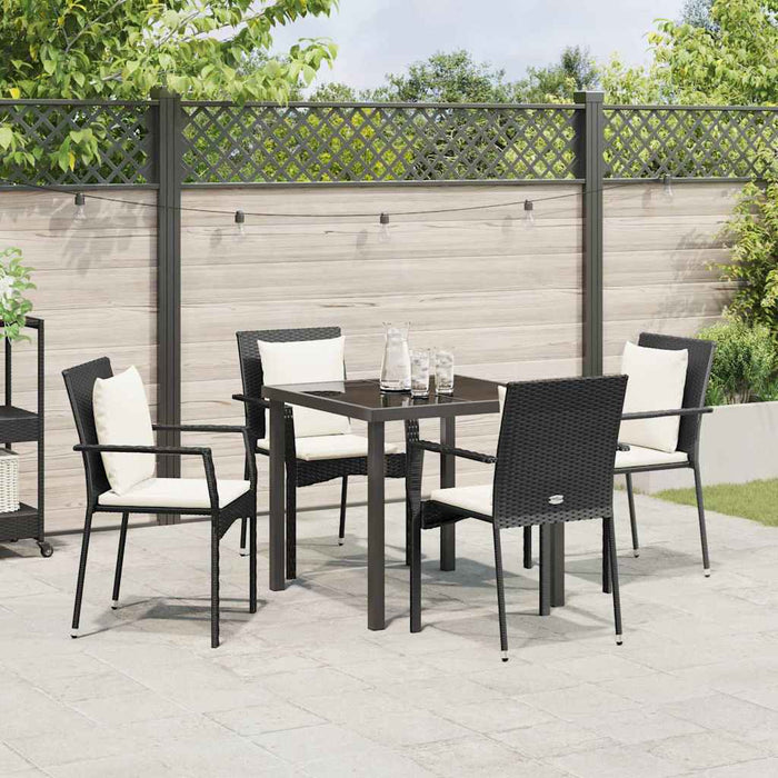 Set de masă pentru grădină cu pernă 5 pcs Negru Rattan poli - WALTI WALTI