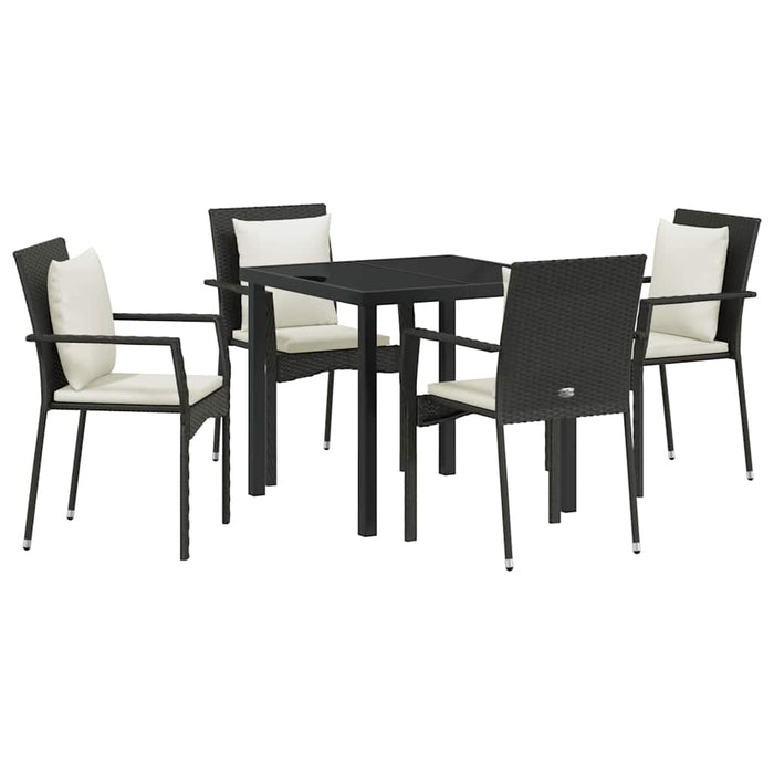 Set de masă pentru grădină cu pernă 5 pcs Negru Rattan poli - WALTI WALTI