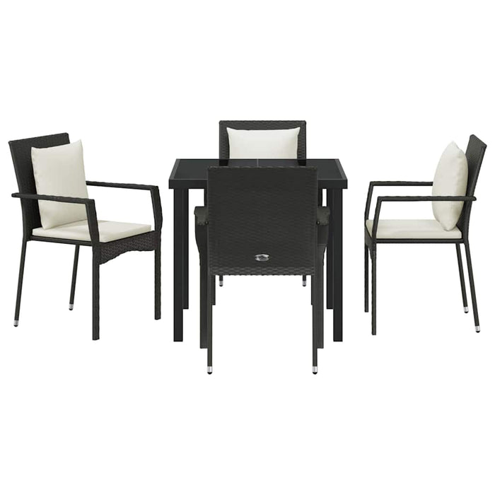 Set de masă pentru grădină cu pernă 5 pcs Negru Rattan poli - WALTI WALTI