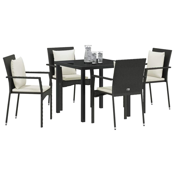 Set de masă pentru grădină cu pernă 5 pcs Negru Rattan poli - WALTI WALTI