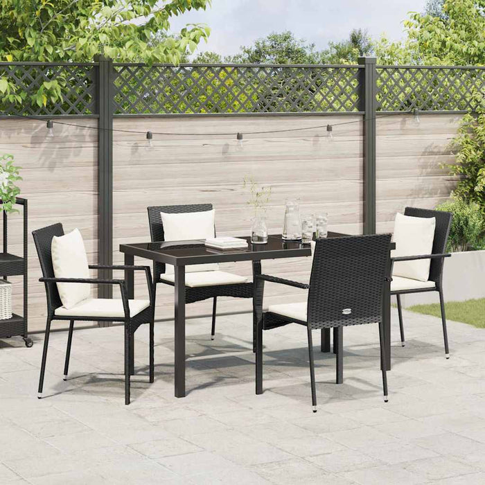 Set de masă pentru grădină cu pernă 5 pcs Negru Rattan poli - WALTI WALTI