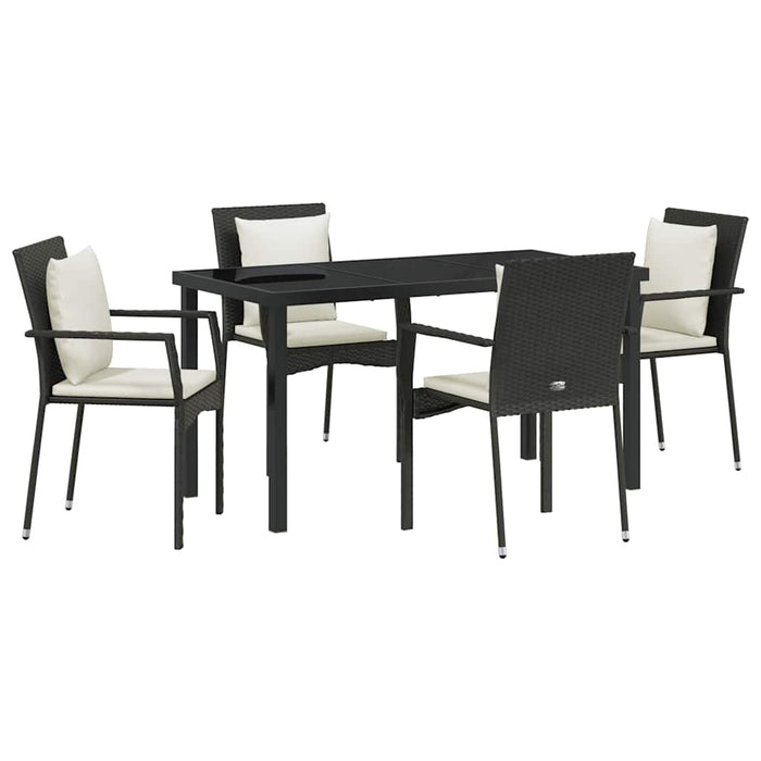 Set de masă pentru grădină cu pernă 5 pcs Negru Rattan poli - WALTI WALTI