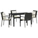 Set de masă pentru grădină cu pernă 5 pcs Negru Rattan poli - WALTI WALTI