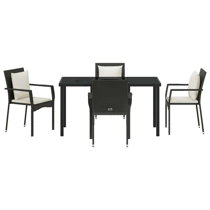 Set de masă pentru grădină cu pernă 5 pcs Negru Rattan poli - WALTI WALTI