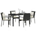Set de masă pentru grădină cu pernă 5 pcs Negru Rattan poli - WALTI WALTI