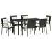 Set de masă pentru grădină cu pernă 7 pcs Negru poliratan - WALTI WALTI
