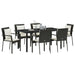 Set de masă pentru grădină cu pernă 7 pcs Negru poliratan - WALTI WALTI