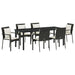 Set de masă pentru grădină cu pernă 7 pcs Negru poliratan - WALTI WALTI