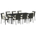 Set de masă pentru grădină cu pernă 9 pcs Negru poliratan - WALTI WALTI