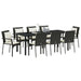 Set de masă pentru grădină cu pernă 9 pcs Negru poliratan - WALTI WALTI