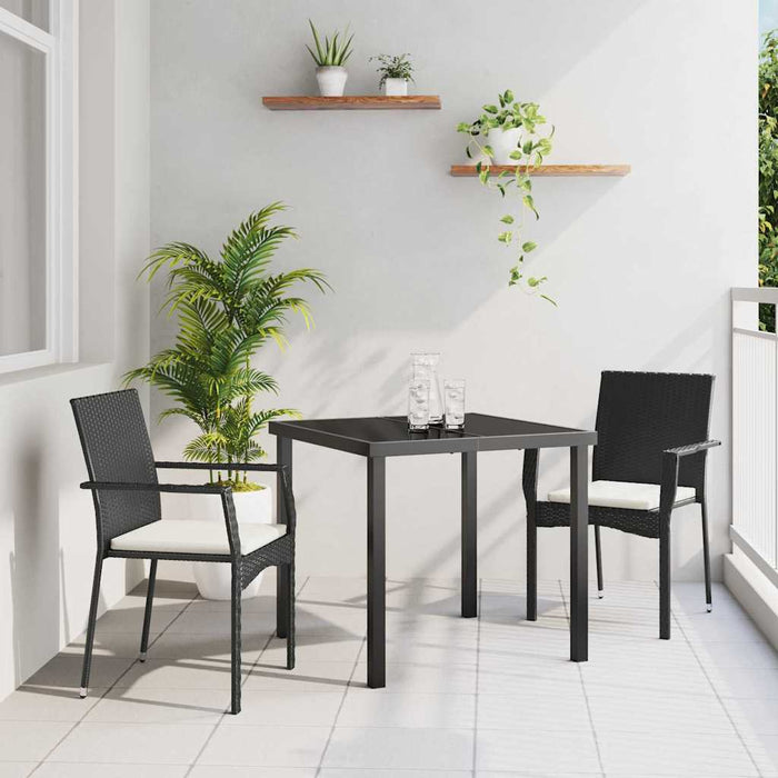 Set de Scaune de Grădină cu pernă 3 pcs Negru 80 x 80 x 73 cm - WALTI WALTI