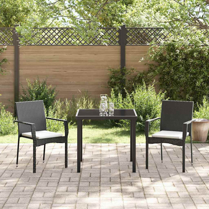 Set de Scaune de Grădină cu pernă 3 pcs Negru 80 x 80 x 73 cm - WALTI WALTI