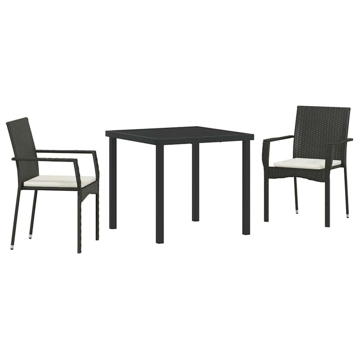 Set de Scaune de Grădină cu pernă 3 pcs Negru 80 x 80 x 73 cm - WALTI WALTI