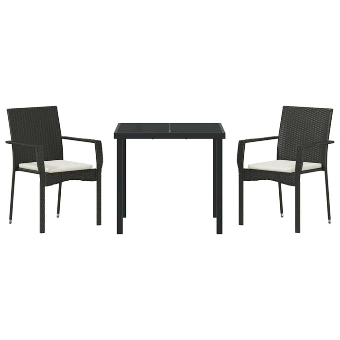 Set de Scaune de Grădină cu pernă 3 pcs Negru 80 x 80 x 73 cm - WALTI WALTI