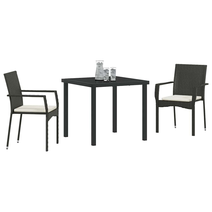 Set de Scaune de Grădină cu pernă 3 pcs Negru 80 x 80 x 73 cm - WALTI WALTI