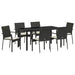 Set de masă pentru grădină cu pernă 7 pcs Negru poliratan - WALTI WALTI