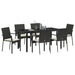 Set de masă pentru grădină cu pernă 7 pcs Negru poliratan - WALTI WALTI