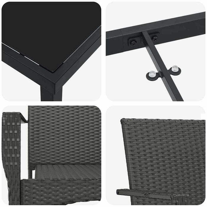 Set de masă pentru grădină cu pernă 7 pcs Negru poliratan - WALTI WALTI