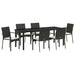 Set de masă pentru grădină cu pernă 7 pcs Negru poliratan - WALTI WALTI