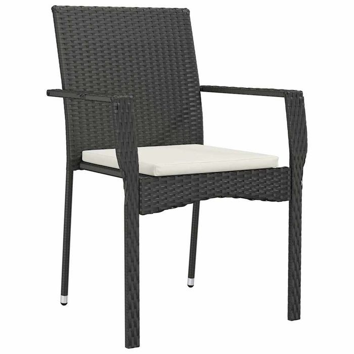 Set de masă pentru grădină cu pernă 7 pcs Negru poliratan - WALTI WALTI